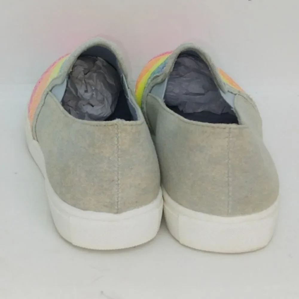 JoJo Siwa Girls NEW w/Box Rainbow Glitter Slip-on Sneakers - sz. 3 1/2 CUTE!